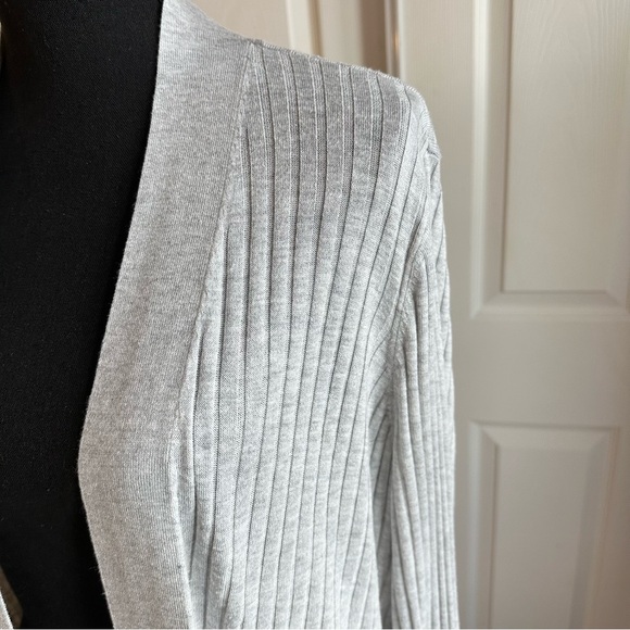 LOFT Light Gray Ribbed Duster Open Front Cardigan - Picture 2 of 6